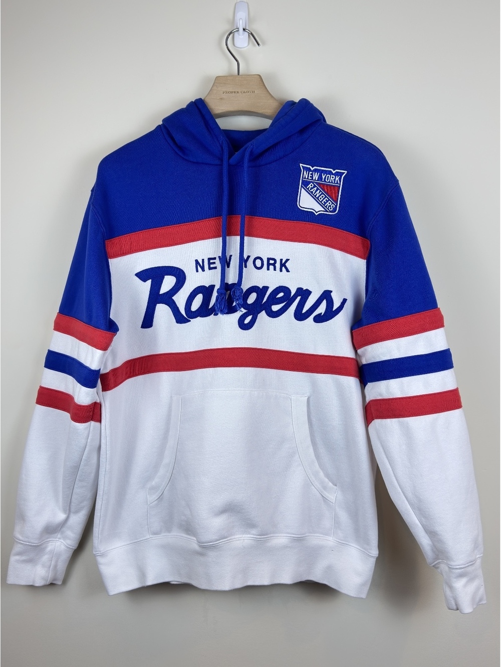 Mitchell & Ness New York Rangers Head Coach Hoodie NHL Blue White Red L